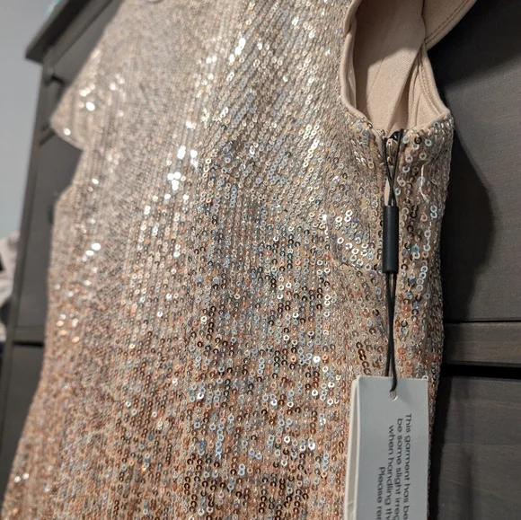 Calvin Klein Shimmering Gold Sequin Midi Dress - Picture 5 of 9